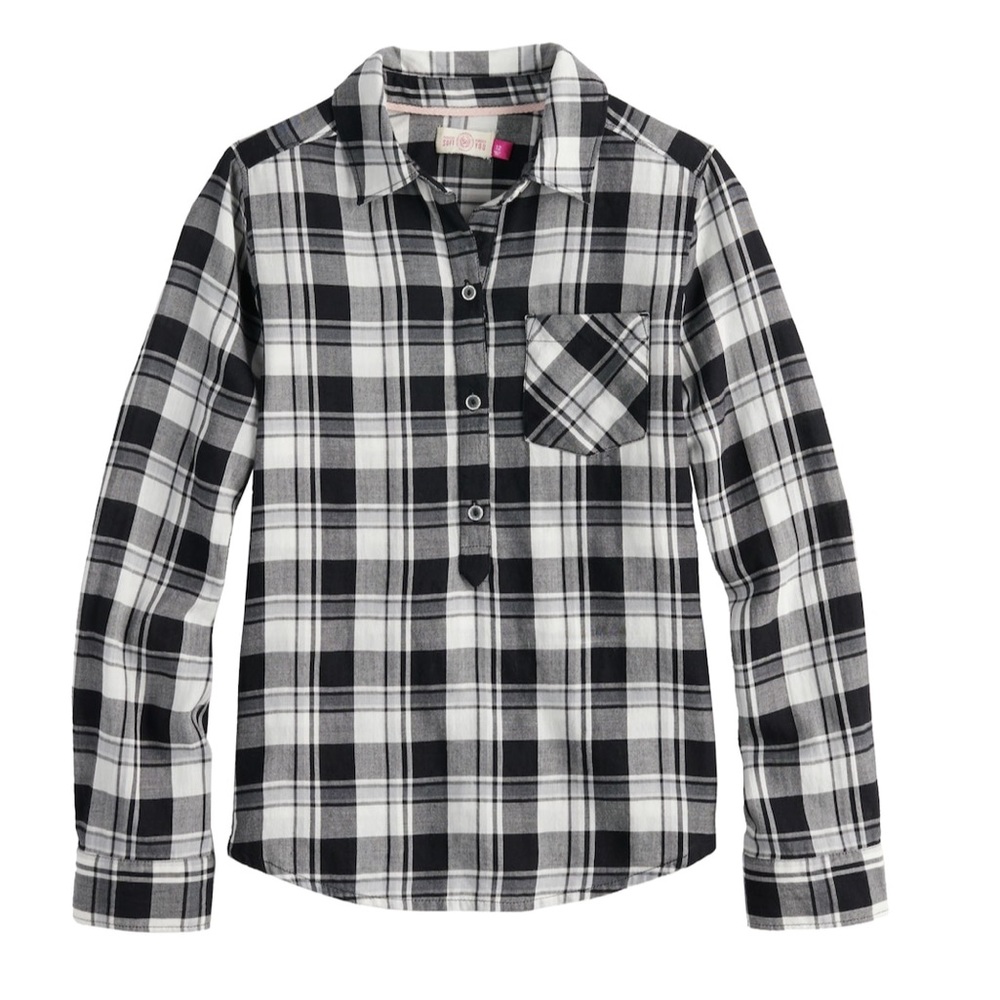 2 for $20 SO woven plaid shirt